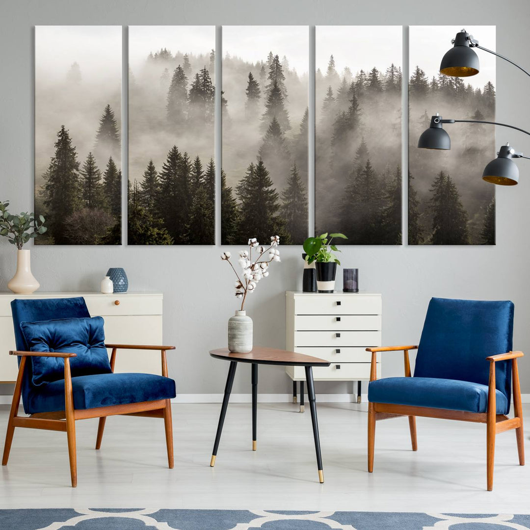 Foggy Forest Wall Art Canvas Print