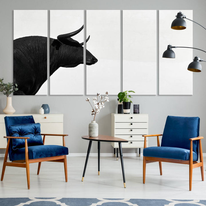 The Spanish Bull Wall Art Canvas Print is crafted on museum-quality canvases and is coated with UV-protective layers for lasting brilliance. It comes ready to hang, effortlessly enhancing your living space.