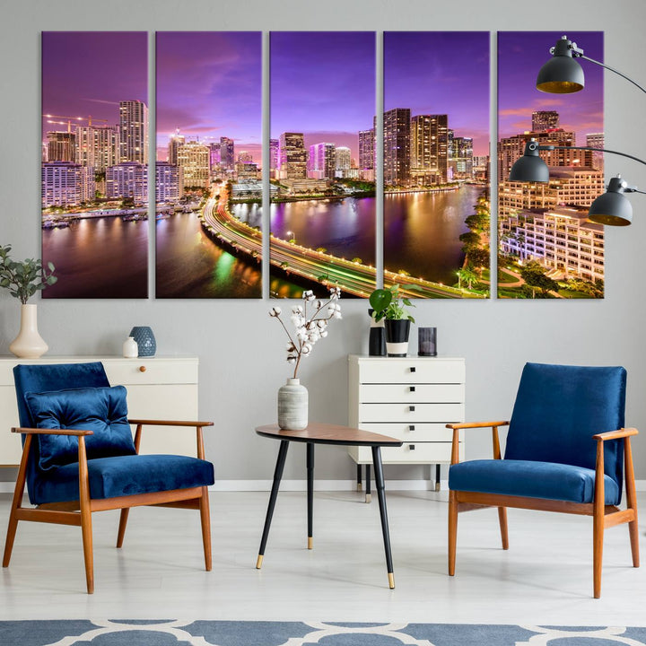 Miami City Wall Art Canvas Print 