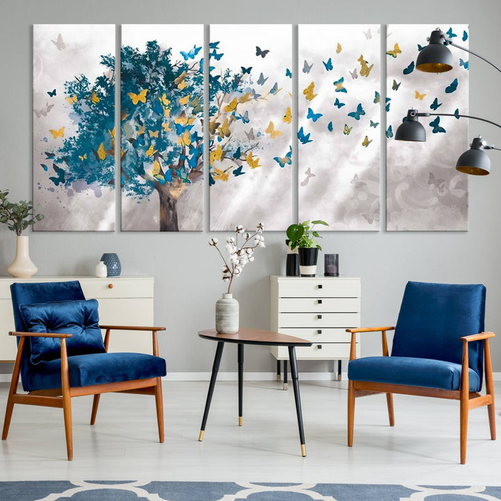 Arbre papillon abstrait arbre et papillon Art mural impression sur toile