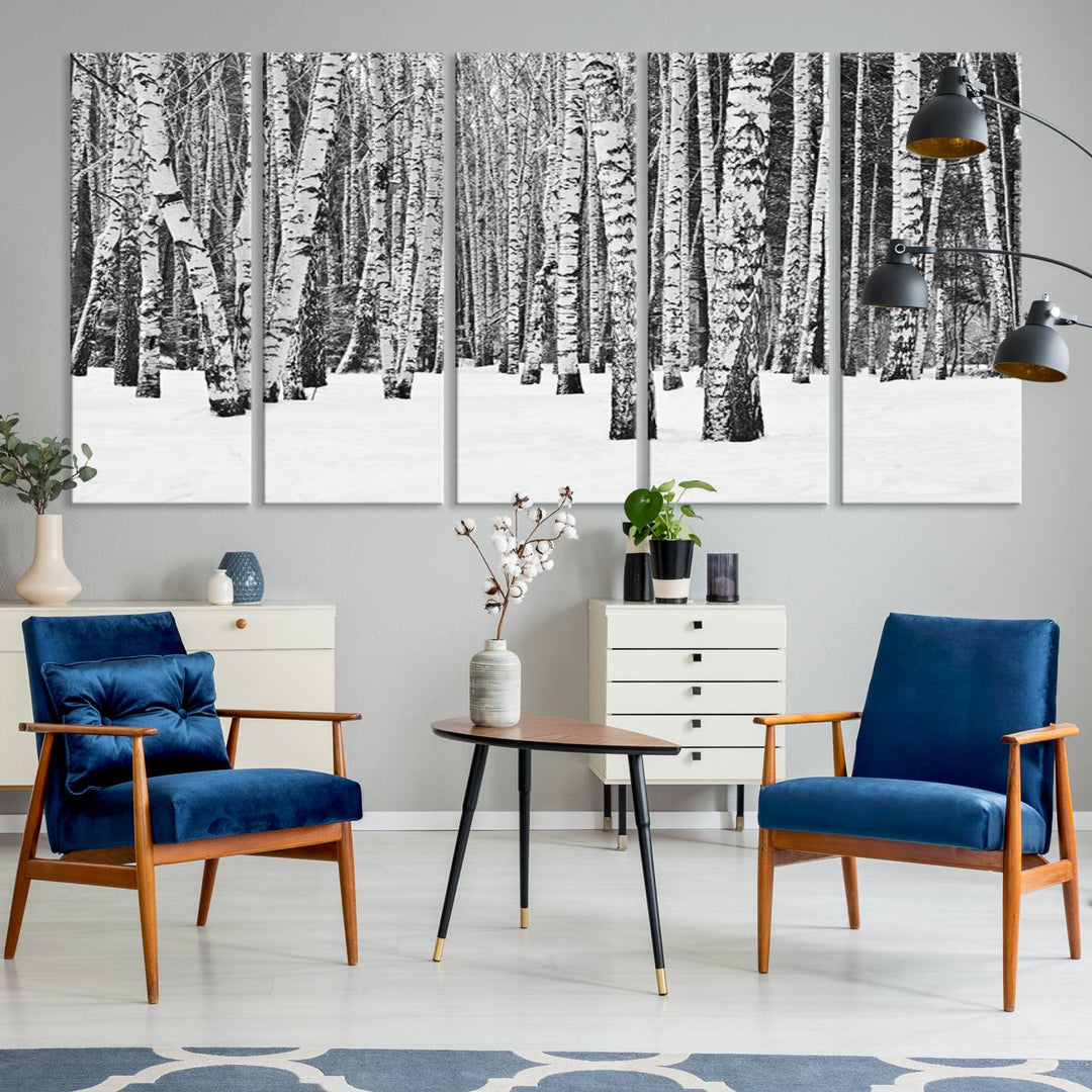 Wall Art Landscape Canvas Print Forest in Winter with Snowy Ground and Trees