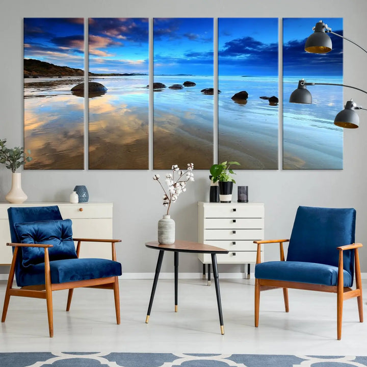 Wonderful Beach Landscape with Mountain Canvas Print 