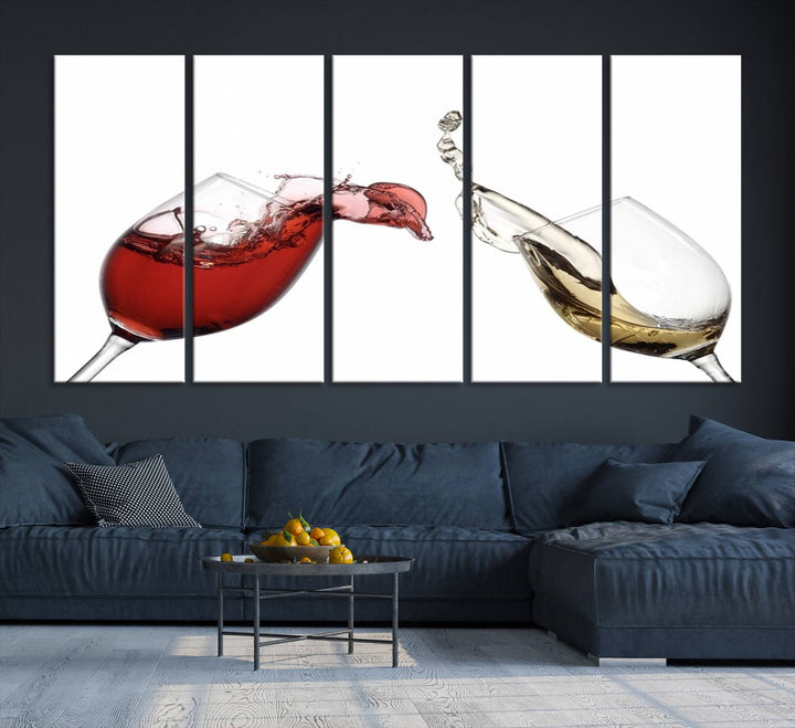 Red and White Wine in Glass Canvas Print