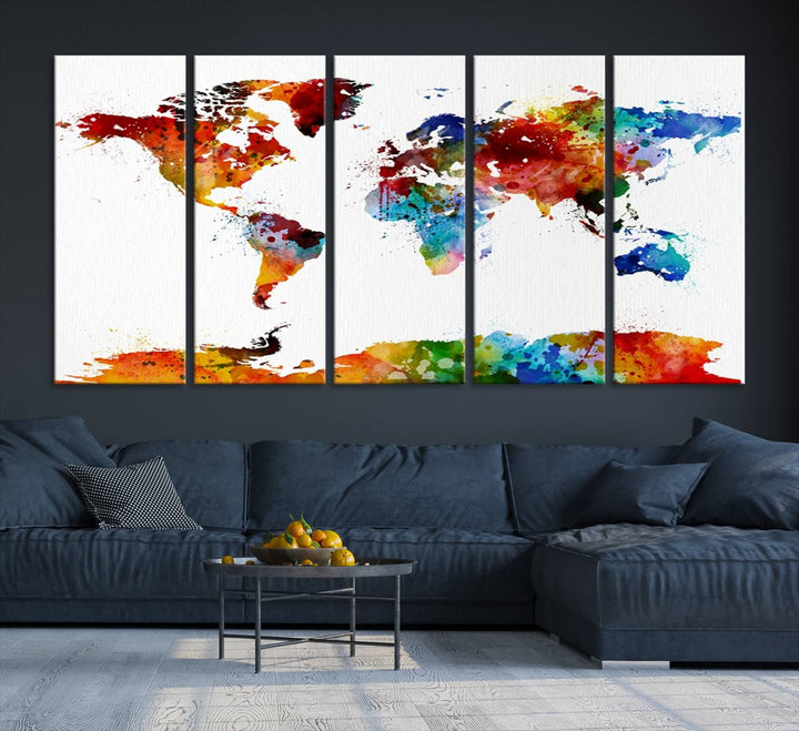 Watercolor World Map Canvas Print