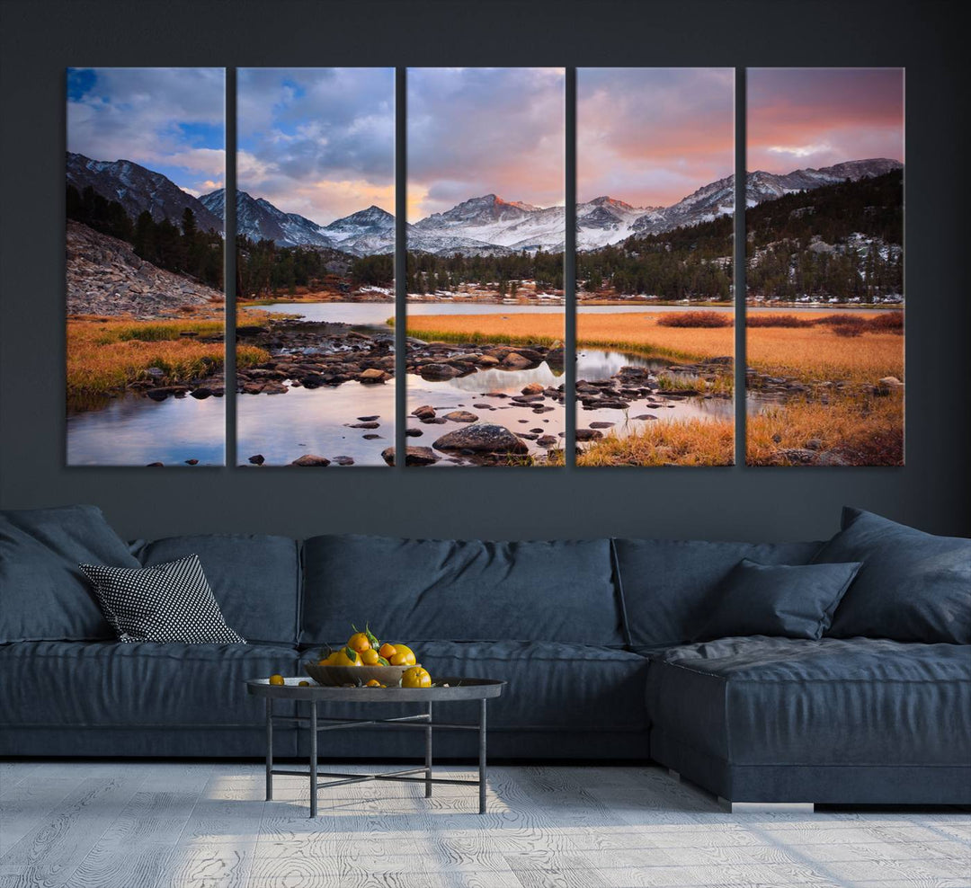 Superbe paysage de montagne Toile Mur Art Impression Paysage Toile Art Hiver Montagne Impression Mur Art