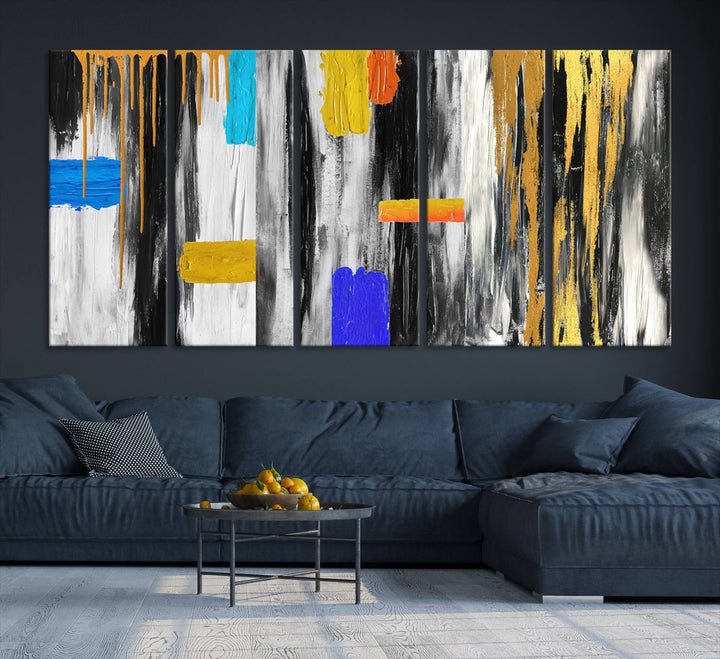 Arte de pared de lienzo de pintura abstracta colorida grande