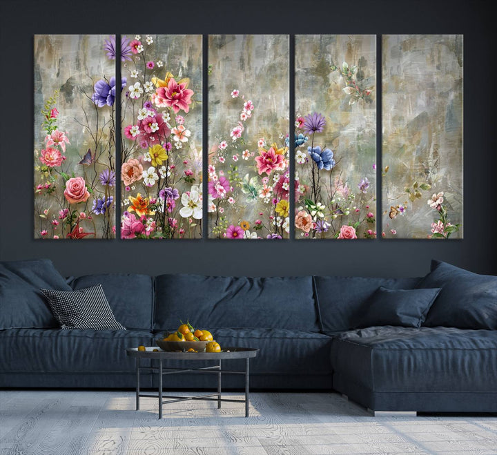 Peinture de fleurs confortables sur toile, impression florale sur toile