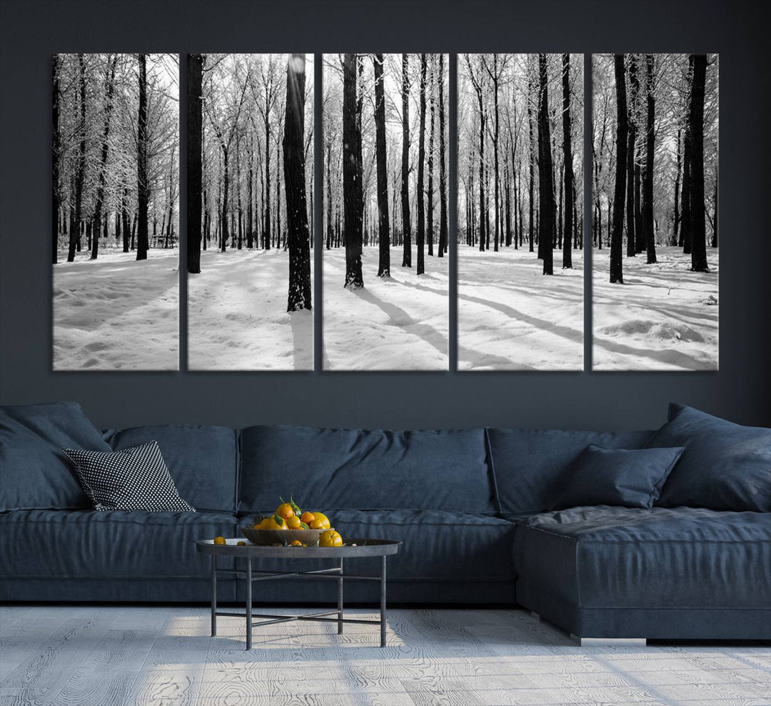 Wall Art Winter Forest Poplar Trees Canvas Print