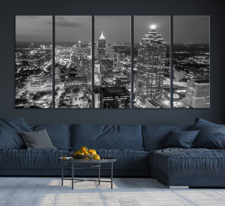 Large Atlanta City Skyline Wall Art Cityscape Canvas Print