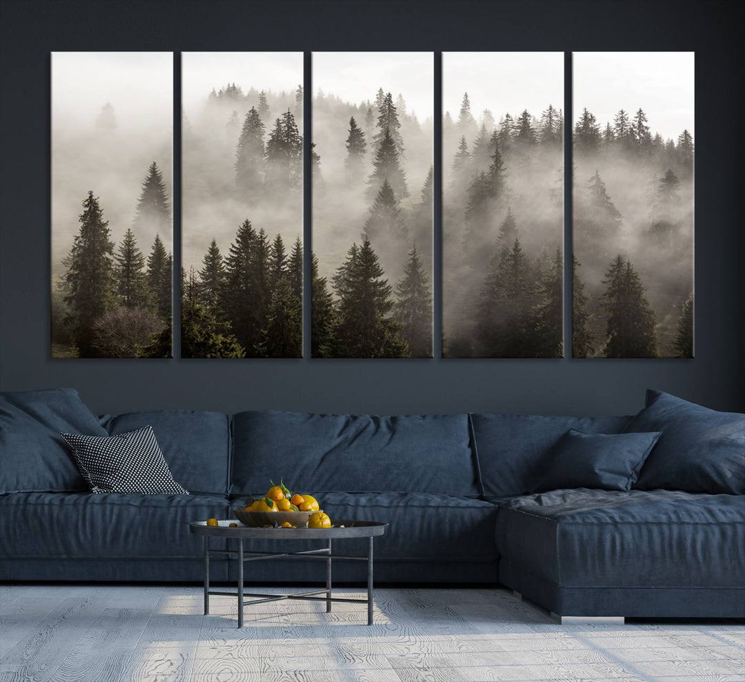 Foggy Forest Wall Art Canvas Print