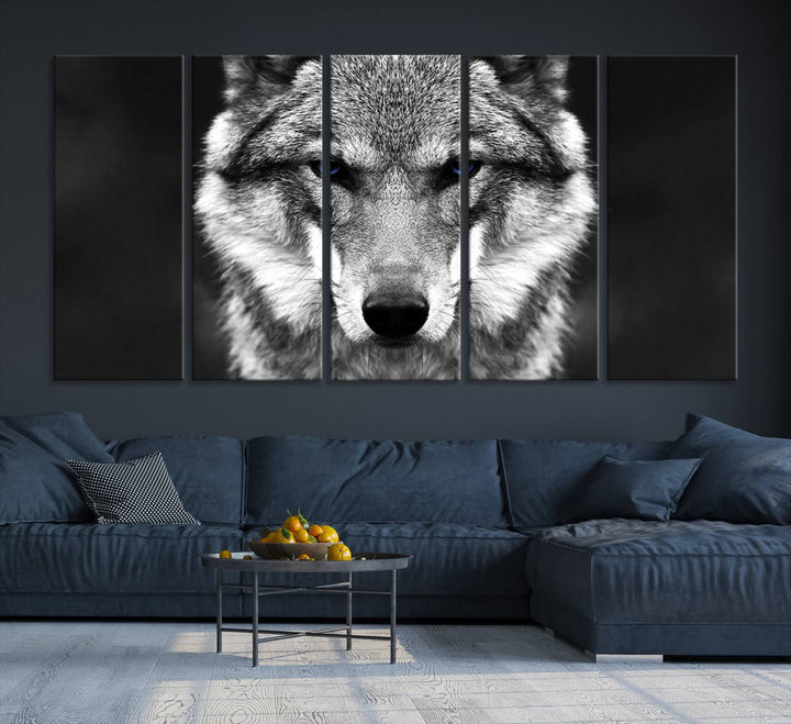 Arte de pared de lobo salvaje en blanco y negro Lienzo