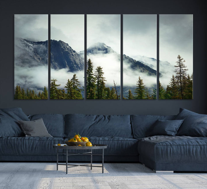 Misty Mountain Forest Wall Art Canvas Print