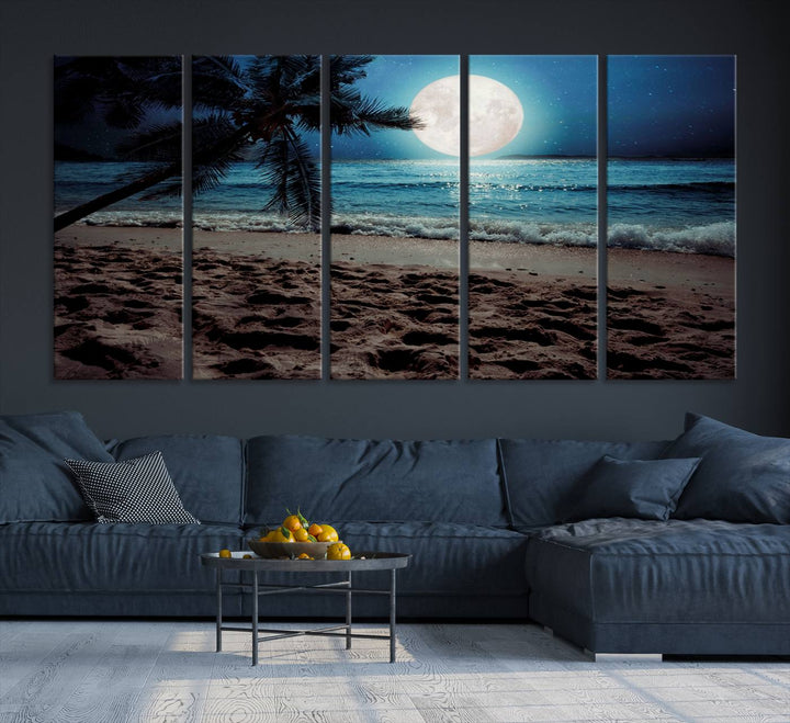 Moonglade Coastal Palm Tree Wall Art Canvas Print