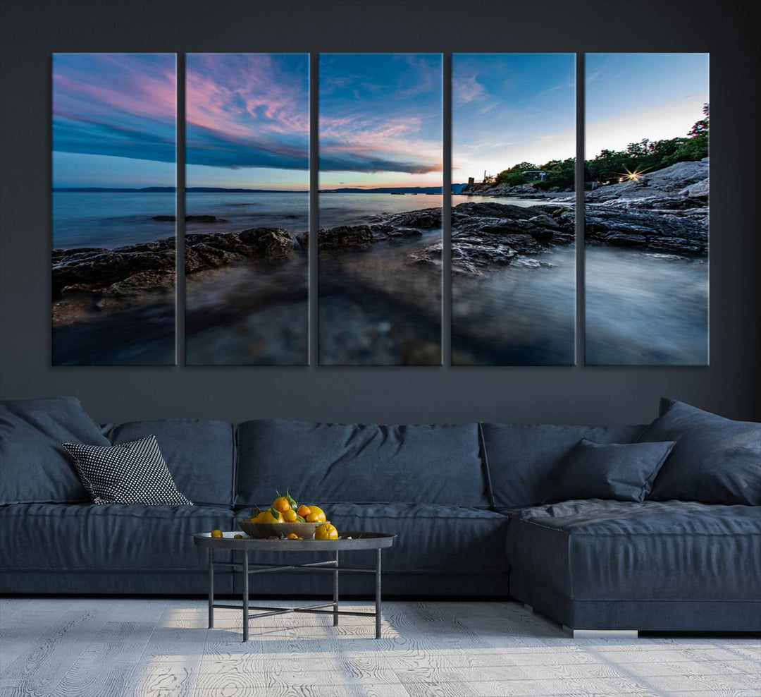 Serenity Ocean Misty Wall Art Canvas Print