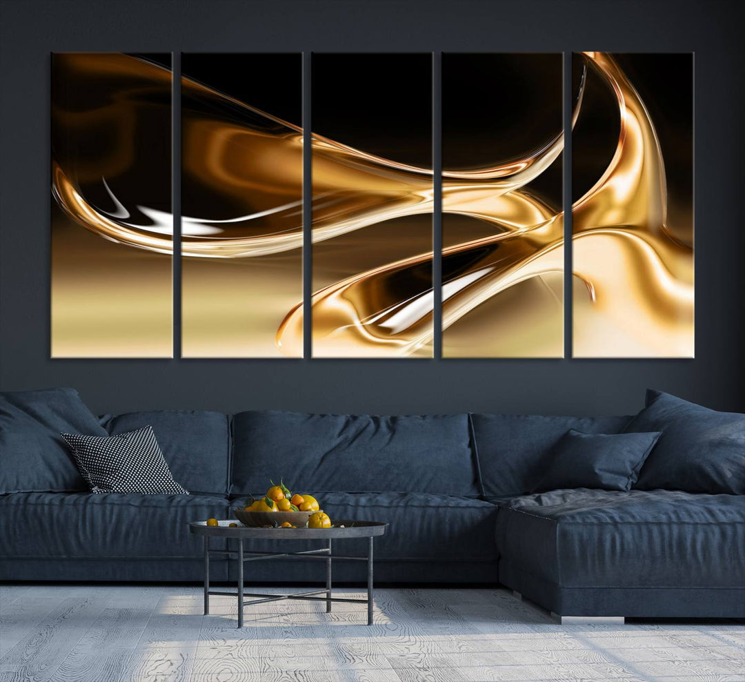 Liquid Glittered Luxury Gold Canvas Wall Art Print