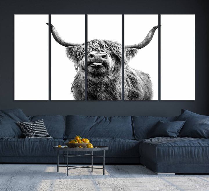 Fanny Scottish Highland Cow Cattle Art Print Farmhouse Wall Art Canvas Print