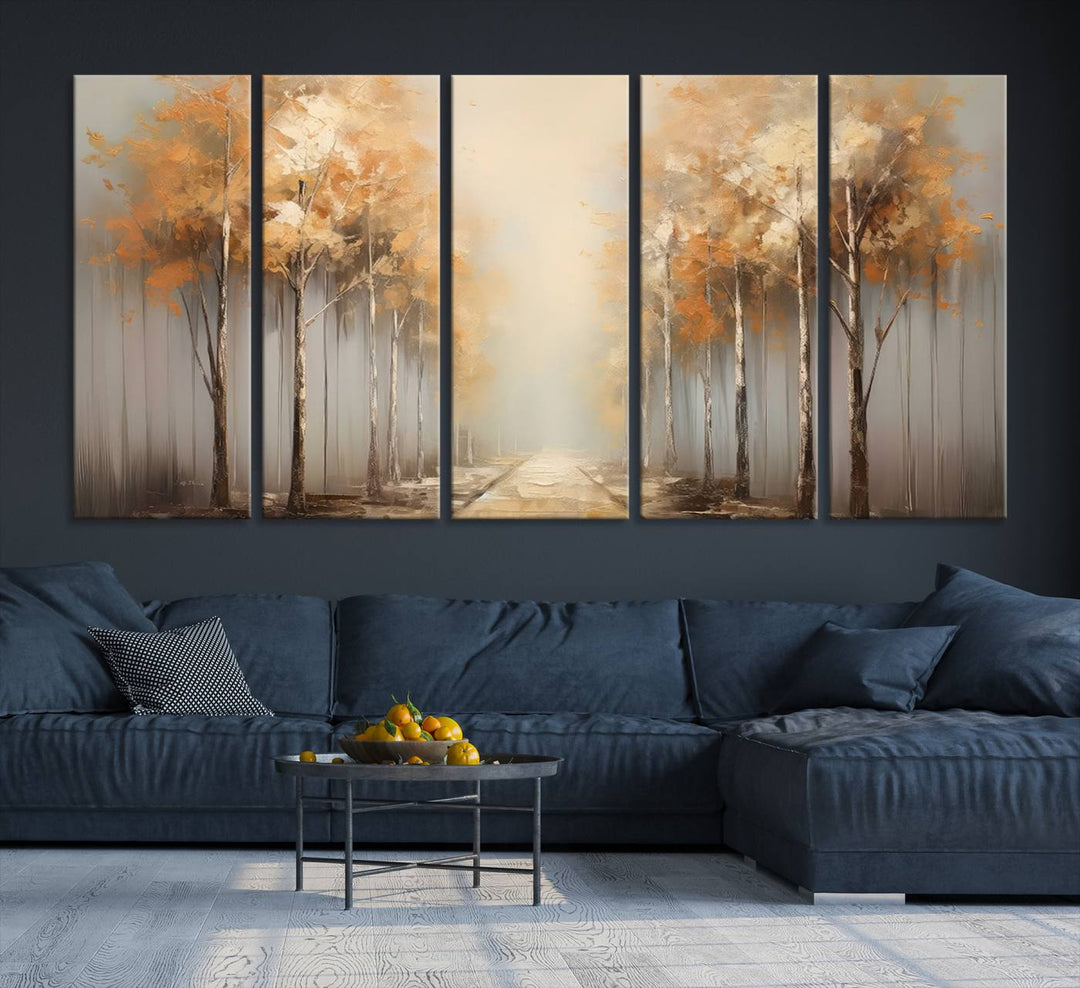 Autumn Forest Path Wall Art | Large Canvas Print for Living Room, Bedroom, or Office Decor | Forest Wall Art, 3 Panel Wall Art