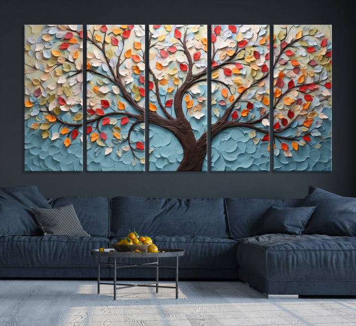 Impression sur toile d’art mural abstrait d’arbre et de feuille