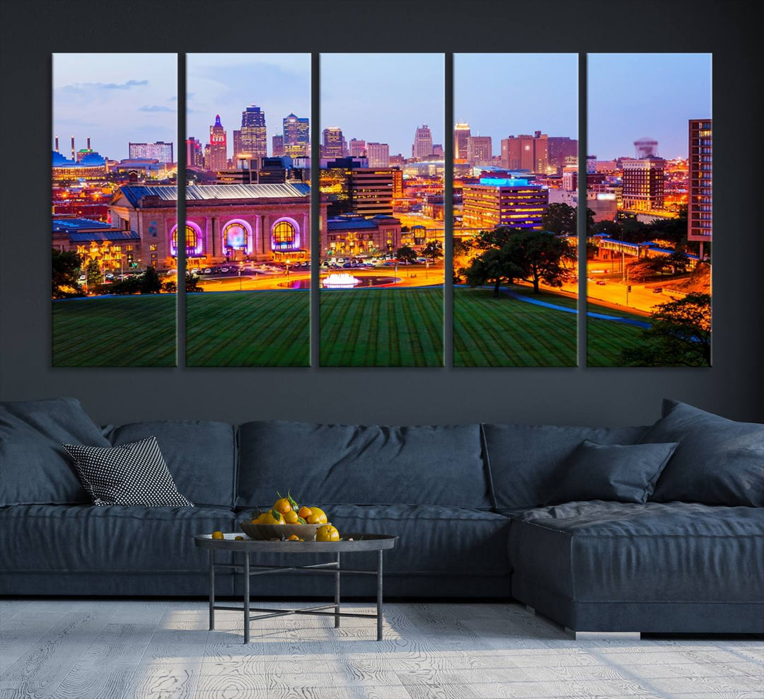 Kansas City Night Canvas Print - Arte de pared grande para decoración del hogar y la oficina