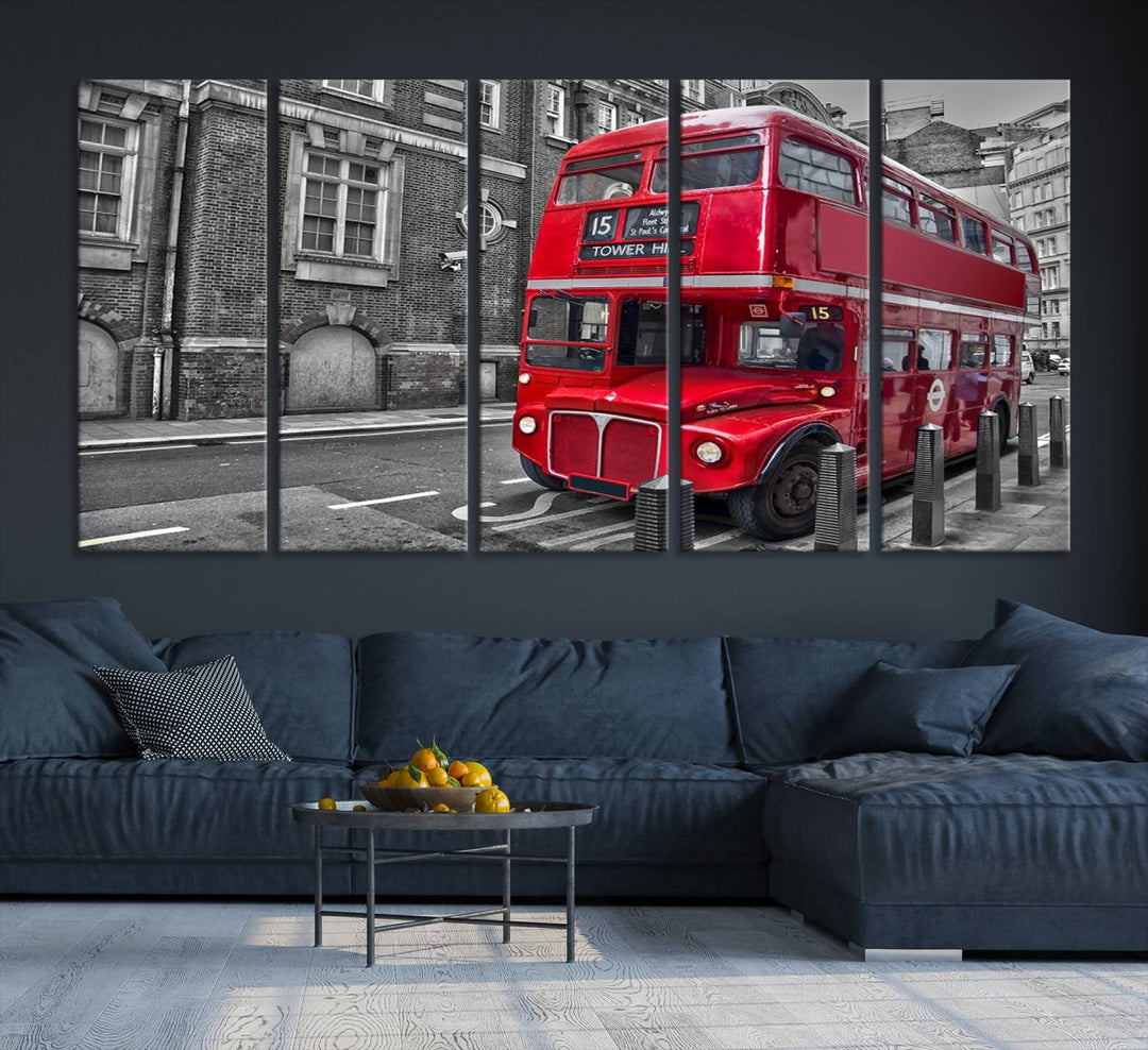 London Red Bus Wall Art, Red Telephone Club, London Night Canvas Print