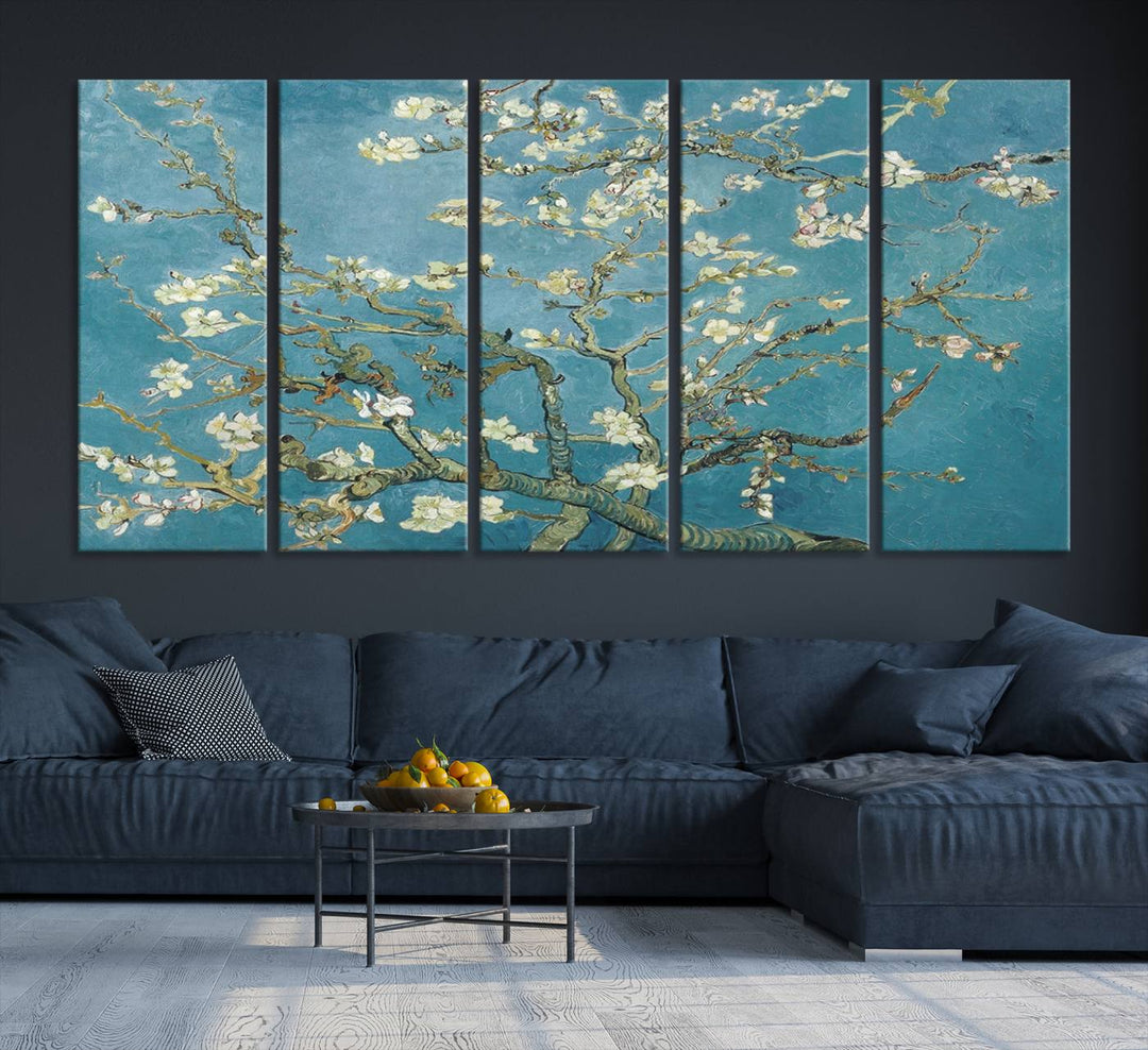 Arte de pared abstracto en flor de almendro de Vincent Van Gogh Lienzo