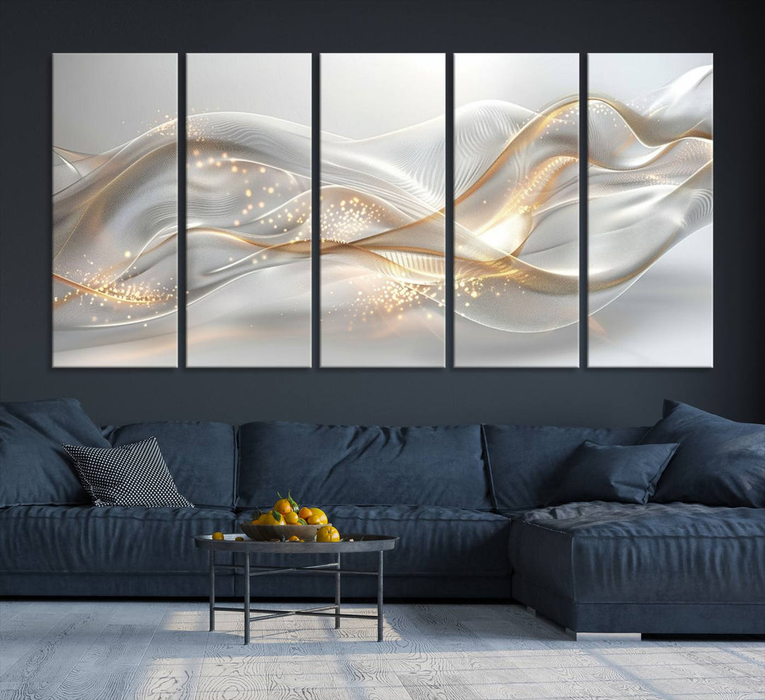 Abstract art Grey and Gold Lines Wall Art