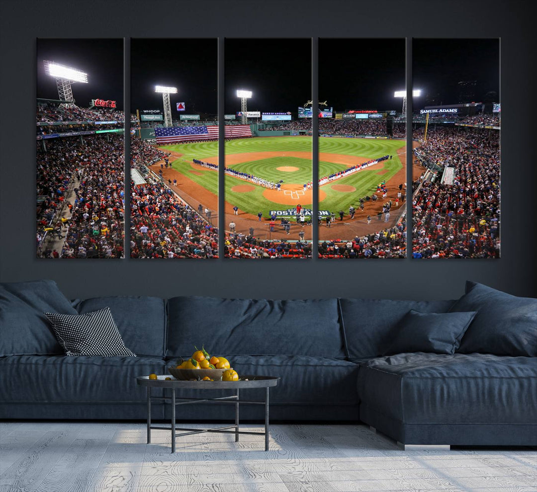 Fenway Park Postseason Triple Canvas Wall Art - Boston Red Sox Historic Game