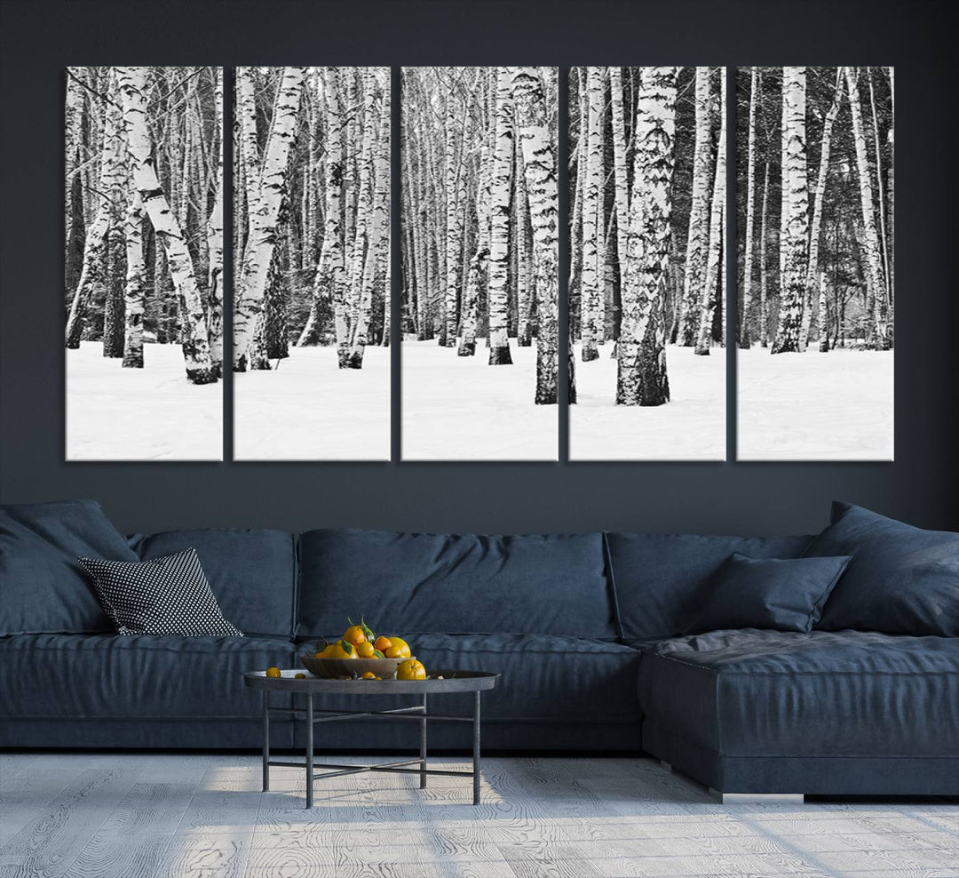 Wall Art Landscape Canvas Print Forest in Winter with Snowy Ground and Trees