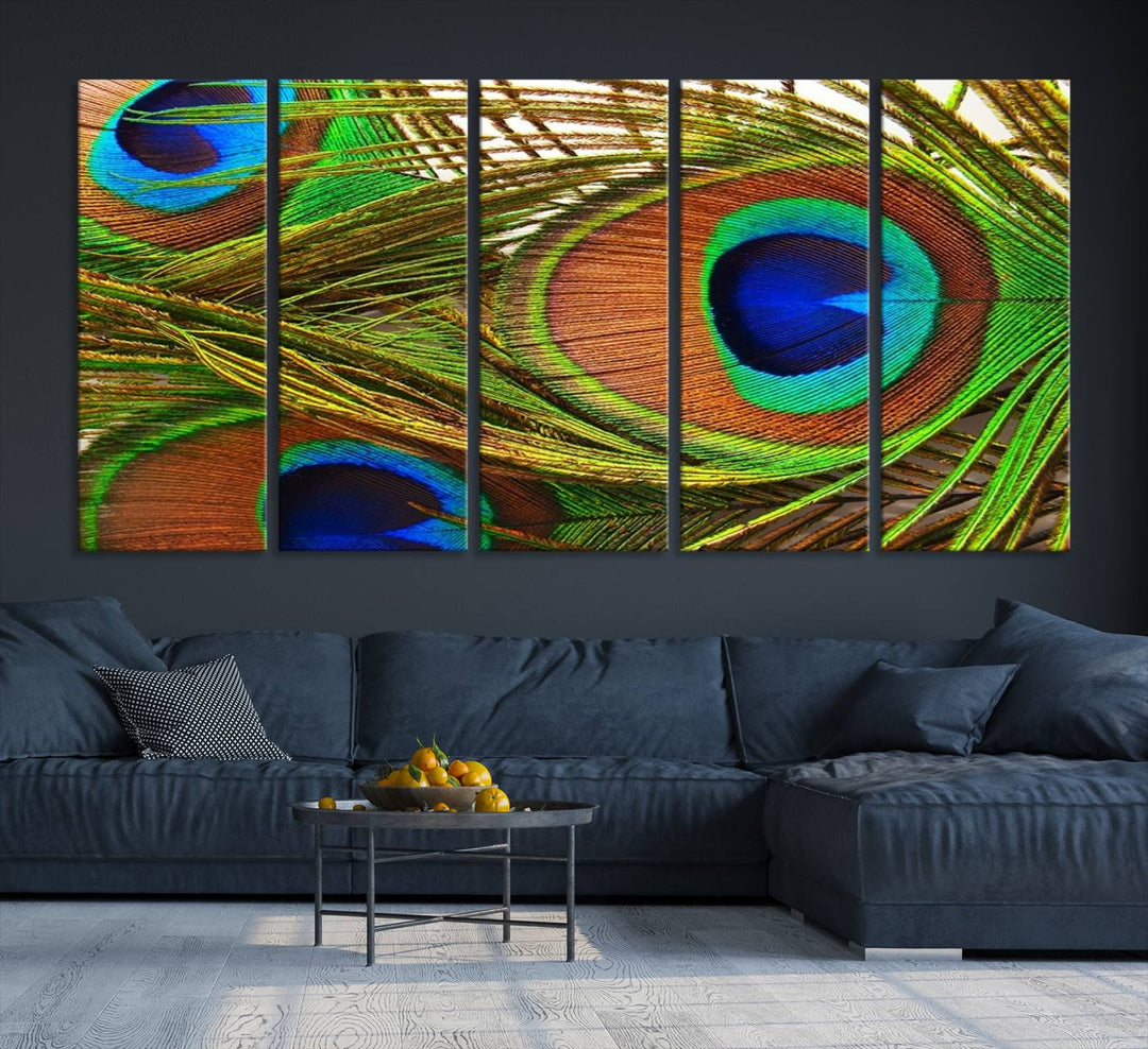 Wall Art Animal Canvas Print Triple Eyed Peacock Wing