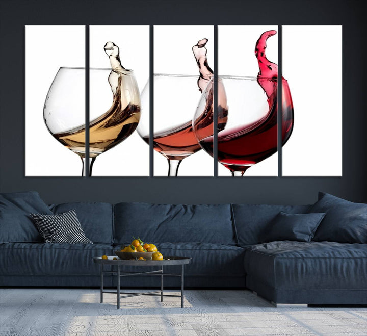 49896 - Lienzo decorativo para pared grande con vino abstracto en copas