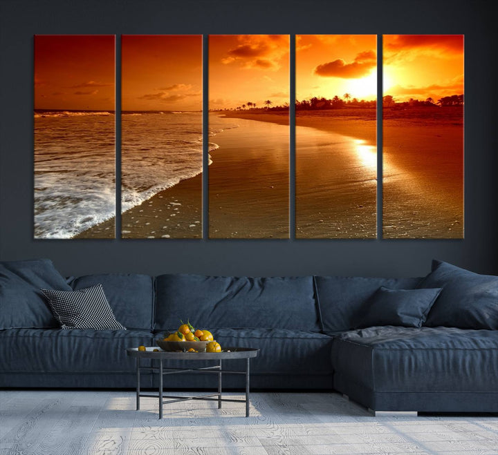 Art mural magnifique paysage de plage au coucher du soleil sur une île tropicale Impression sur toile