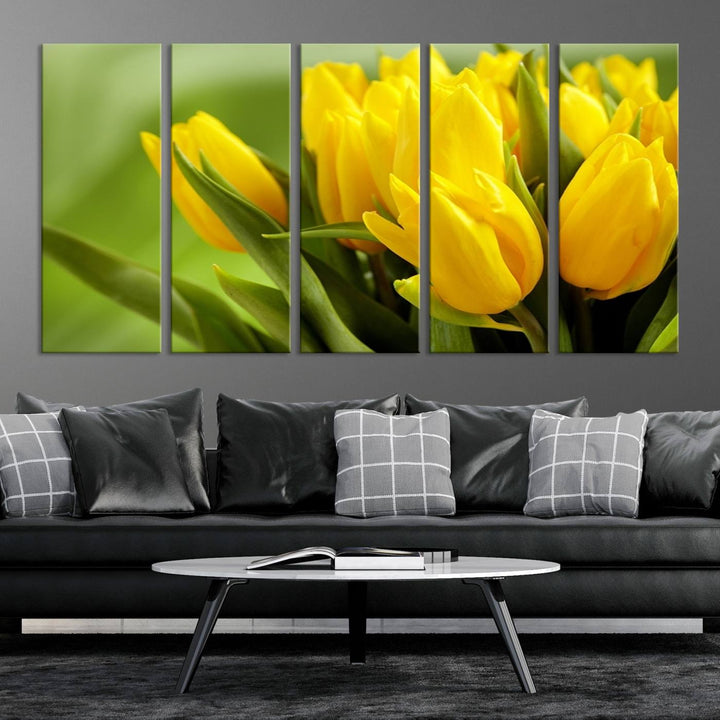 Art mural tulipes jaunes Impression sur toile