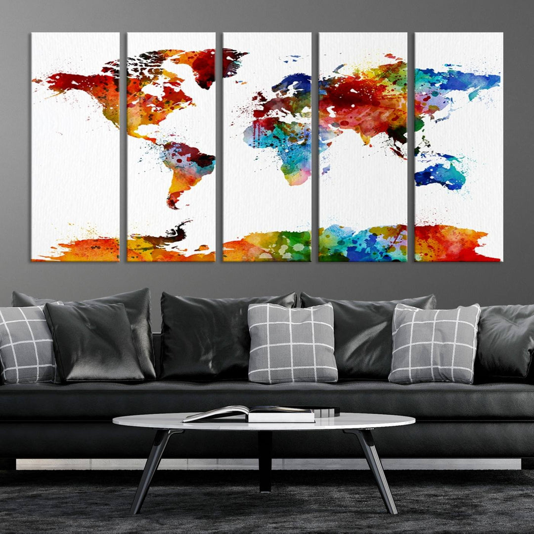 Watercolor World Map Canvas Print