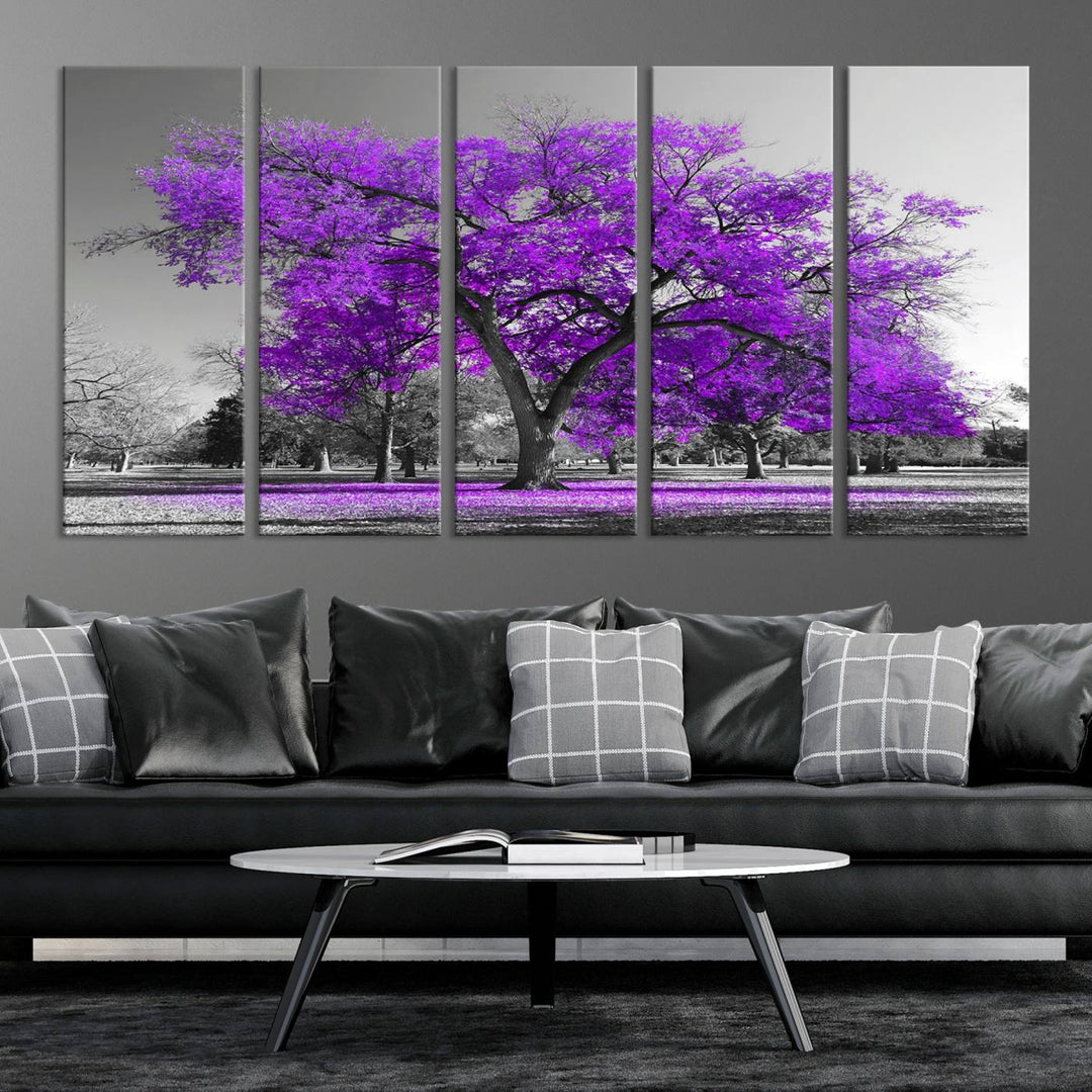 Art mural grand arbre violet Impression sur toile