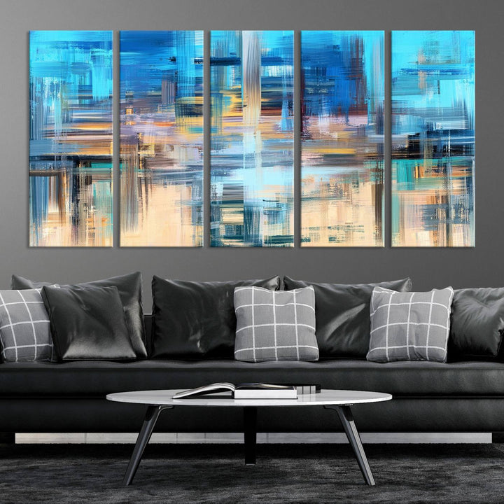 Contemporary Work of Art Blue Abstract Canvas Painting Wall Art Canvas Print