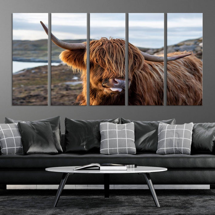 Cuddly Highland Cow Canvas Photo Wall Art Print Highlands Art Cute Animal Wall Art