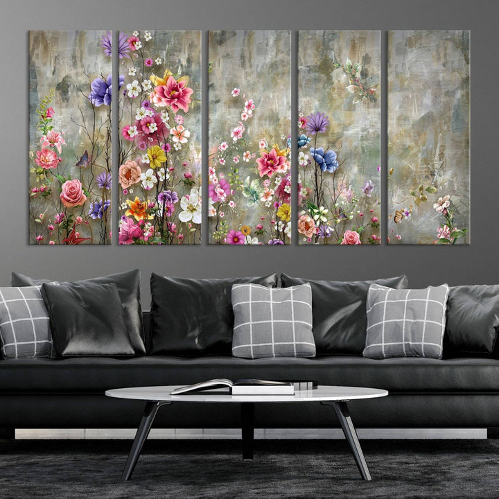 Cozy Flowers Painting on Canvas Wall Art Floral Canvas Print