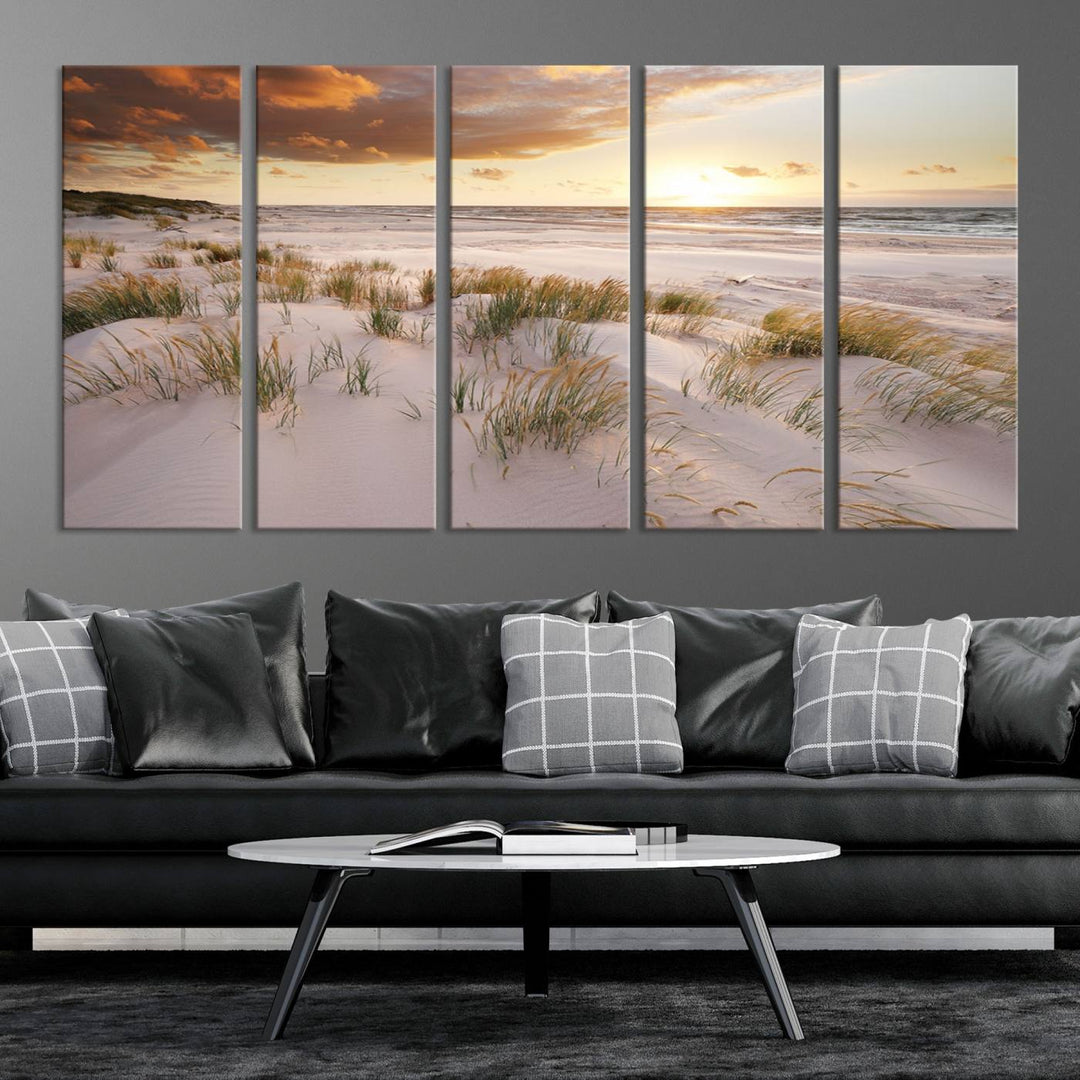 Ocean Beach Wall Art Canvas Print Sunset Artwork Print Coastal Wall Art