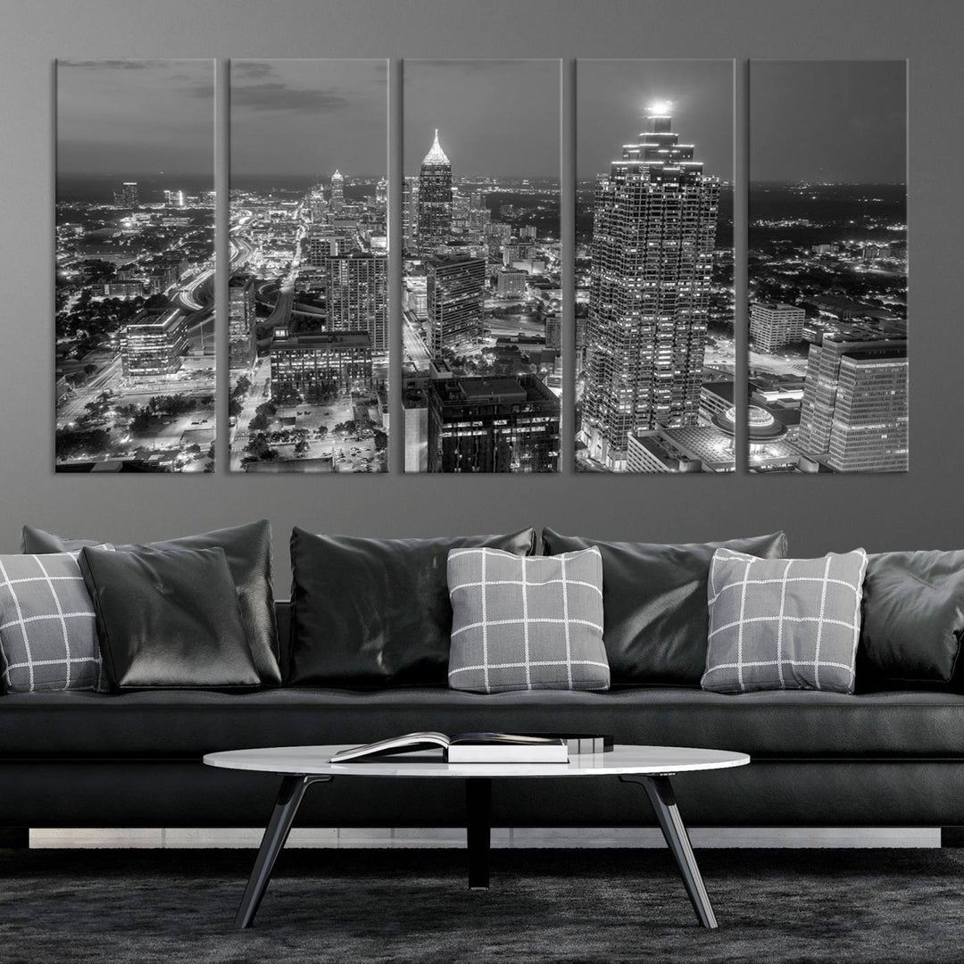 Large Atlanta City Skyline Wall Art Cityscape Canvas Print