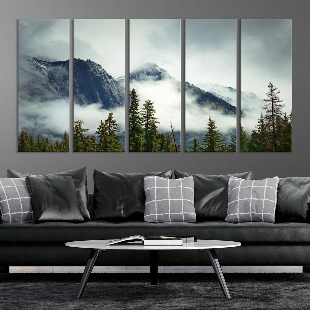 Misty Mountain Forest Wall Art Canvas Print