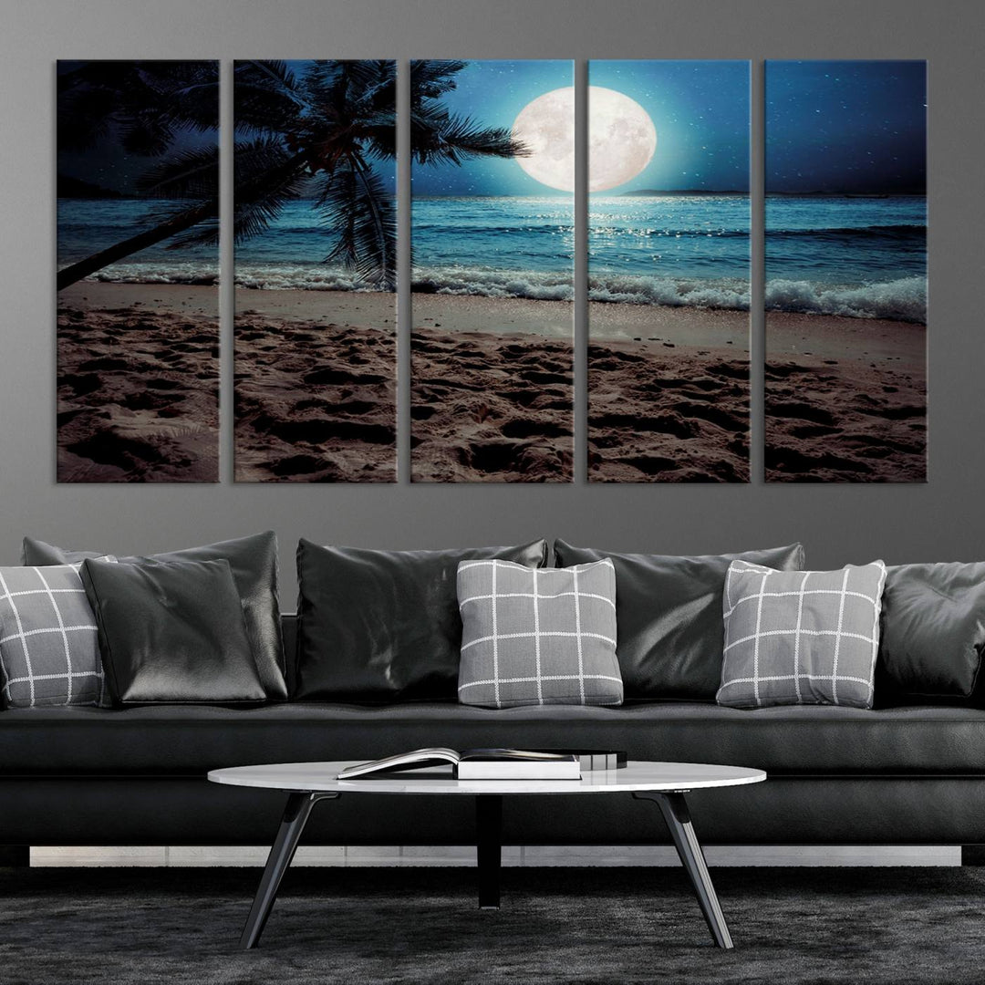 Moonglade Coastal Palm Tree Wall Art Canvas Print