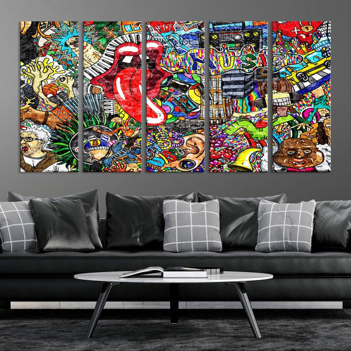 Art mural de graffiti de musique vibrante Impression sur toile