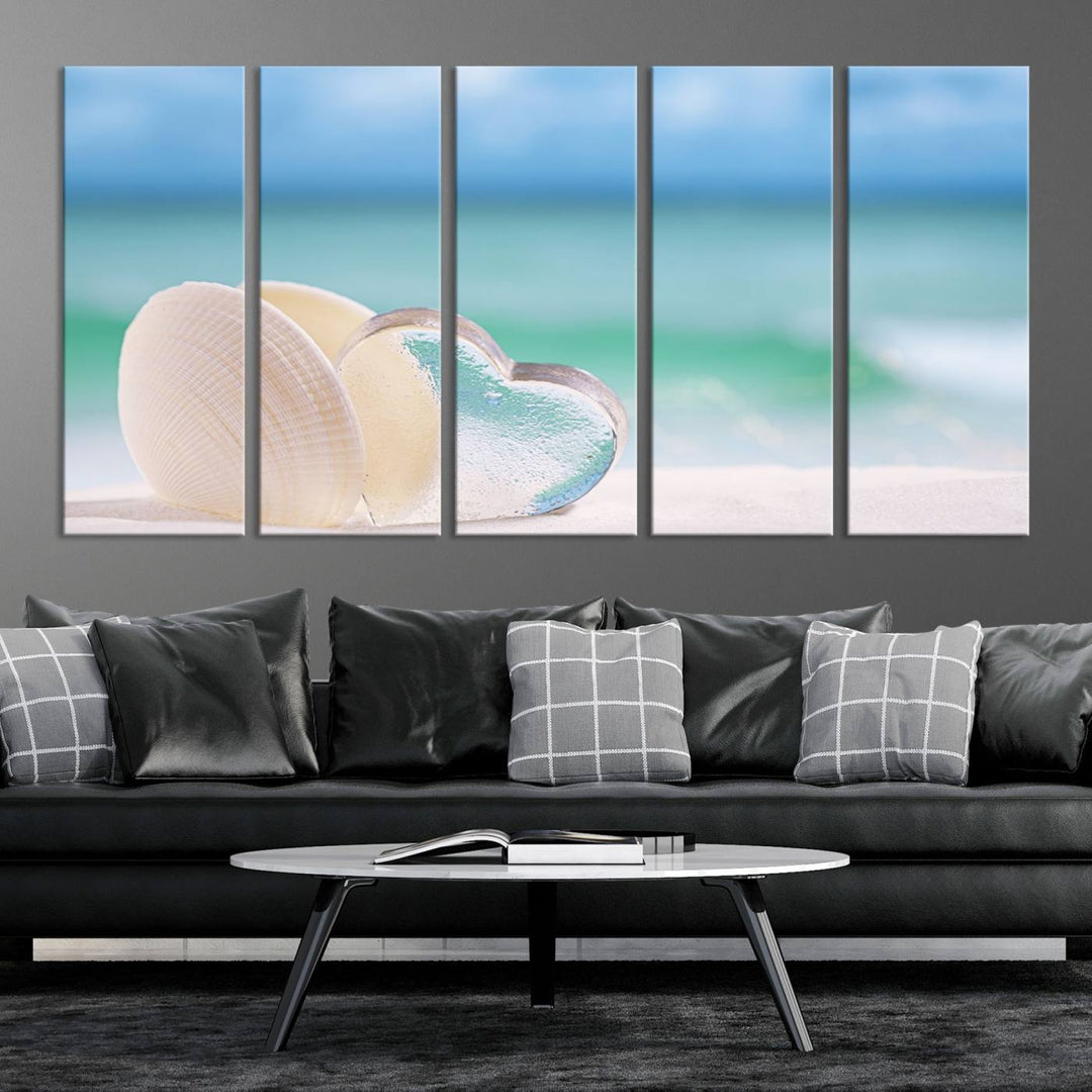 Impression sur toile d'art mural de coquillage d'amour de plage