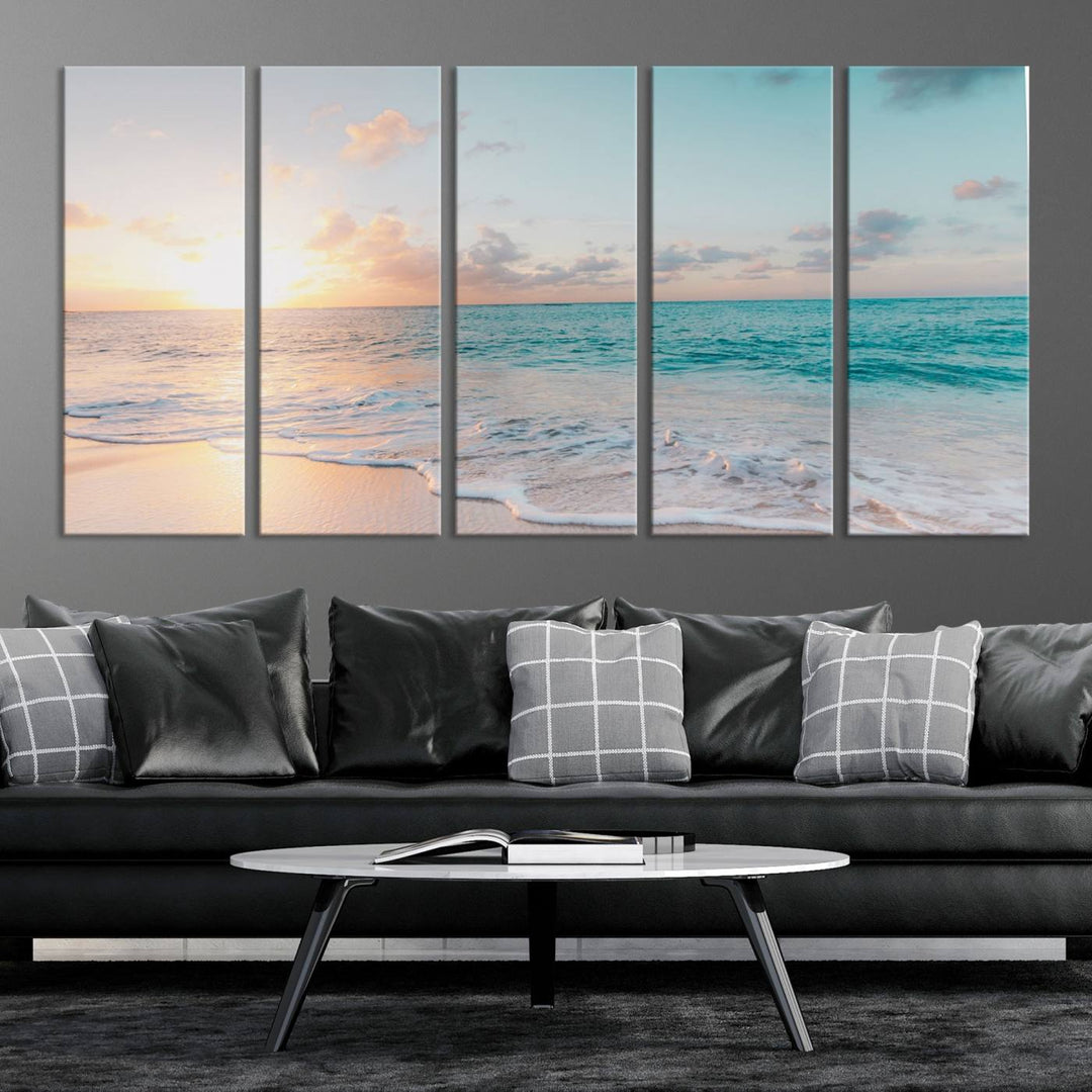 Arte de la pared de Sunset Beach Art Ocean Vibes Lienzo