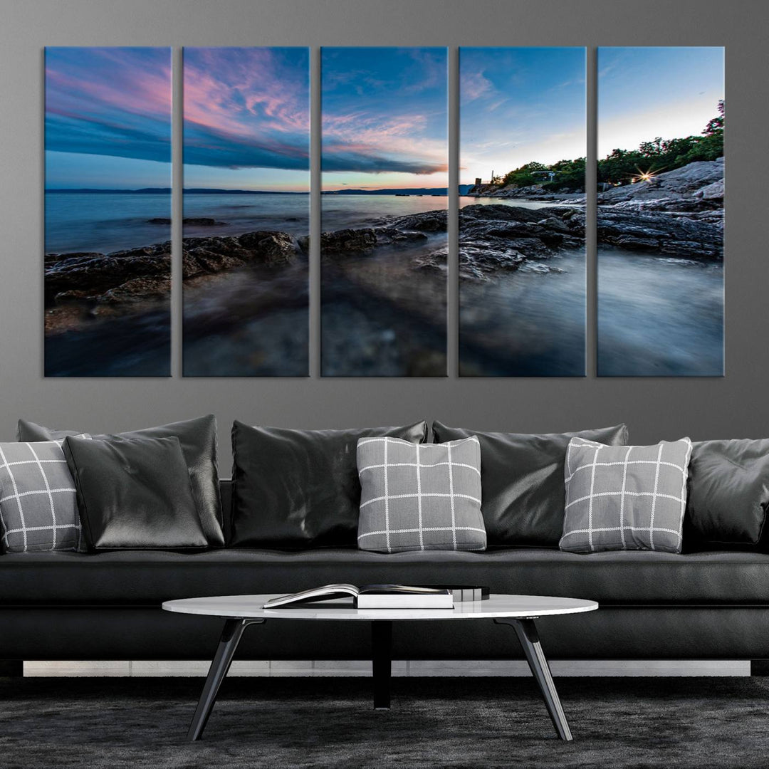 Serenity Ocean Misty Wall Art Canvas Print