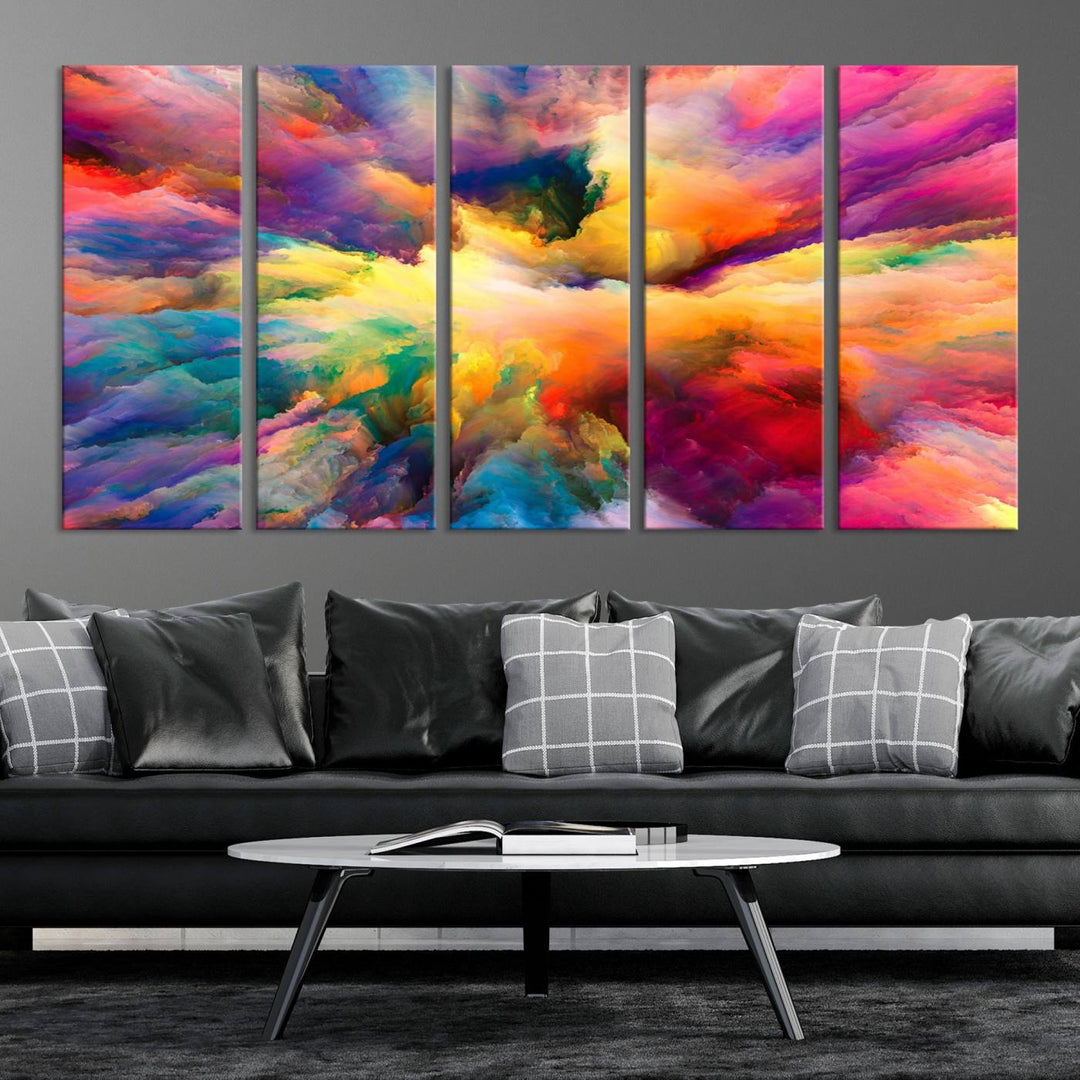 Arte de pared en forma de nube de colores vibrantes y ardientes Lienzo