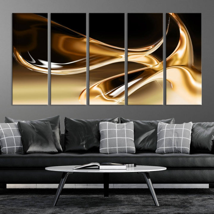 Liquid Glittered Luxury Gold Canvas Wall Art Print