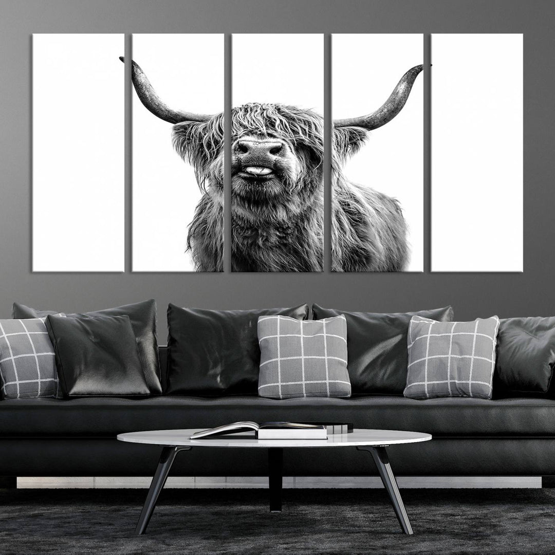 Fanny Scottish Highland Cow Cattle Art Print Farmhouse Wall Art Canvas Print