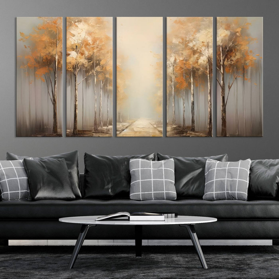 Autumn Forest Path Wall Art | Large Canvas Print for Living Room, Bedroom, or Office Decor | Forest Wall Art, 3 Panel Wall Art