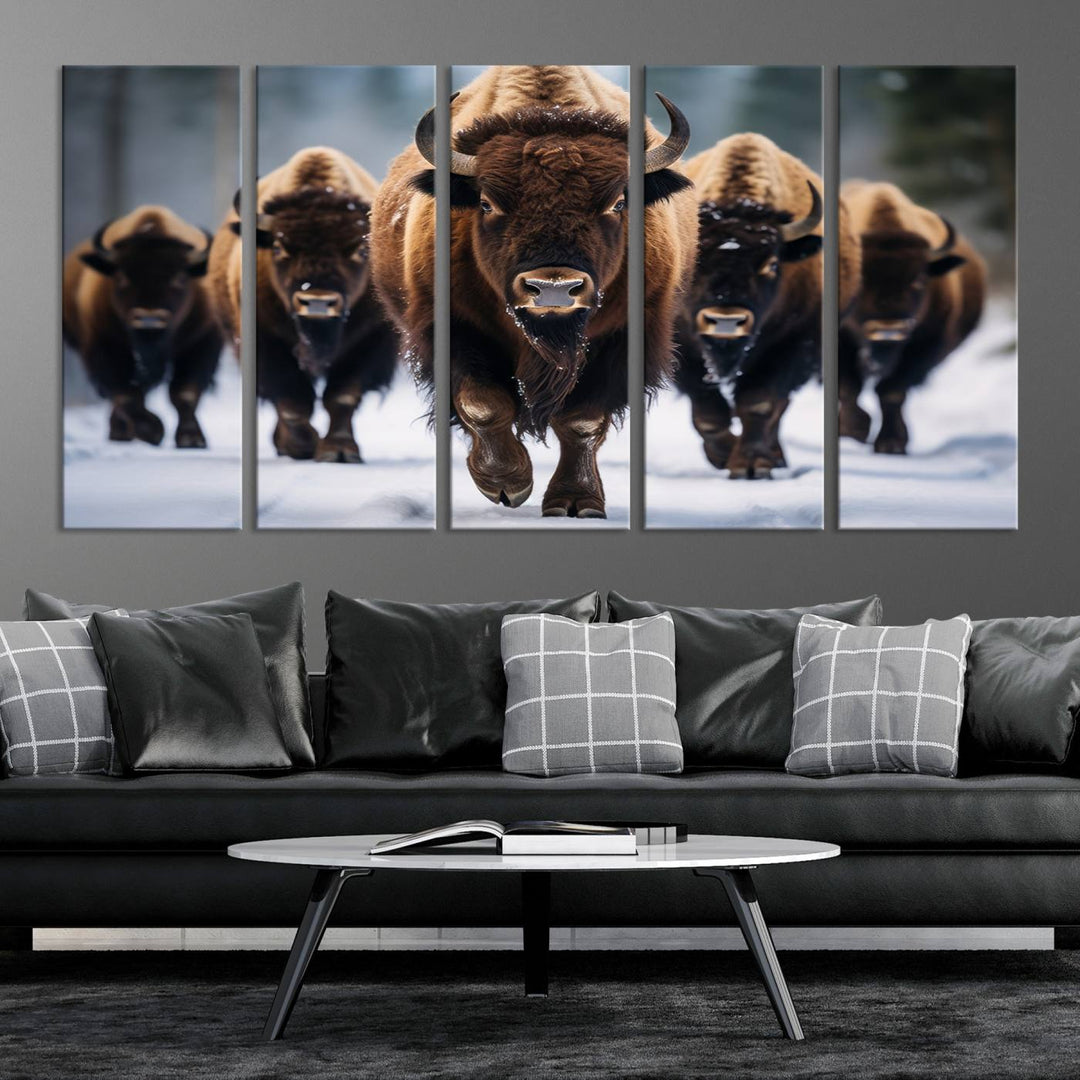 Buffalo Wall Art Canvas Print, American Bison Herd Wall Art Canvas Print